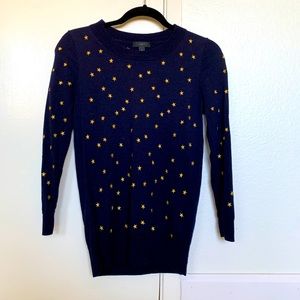 J.Crew navy blue tippi sweater w/ gold stars. XS